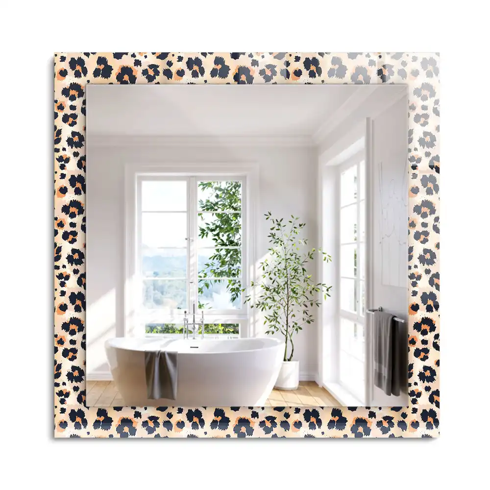 Obdélníkové zrcadlo s dekorem vzor s leopardím motivem