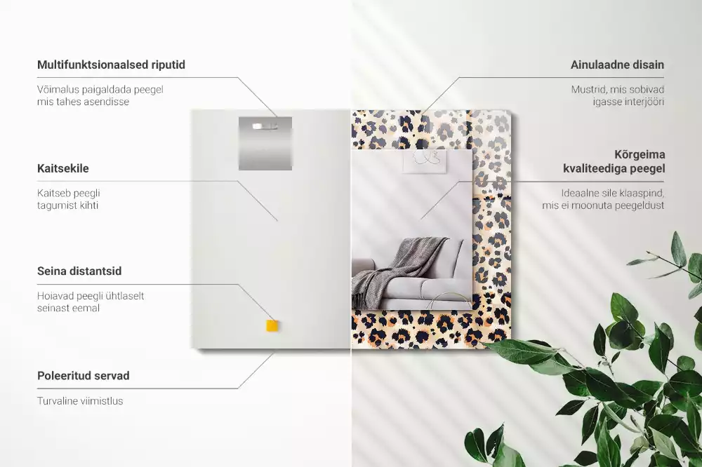 Obdélníkové zrcadlo s dekorem vzor s leopardím motivem