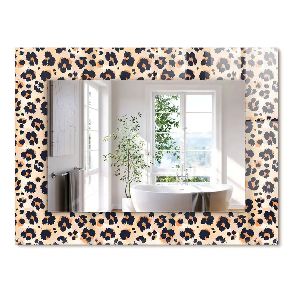 Obdélníkové zrcadlo s dekorem vzor s leopardím motivem