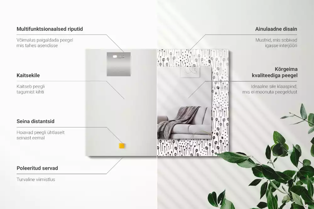 Obdélníkové zrcadlo s dekorem minimalistická příroda
