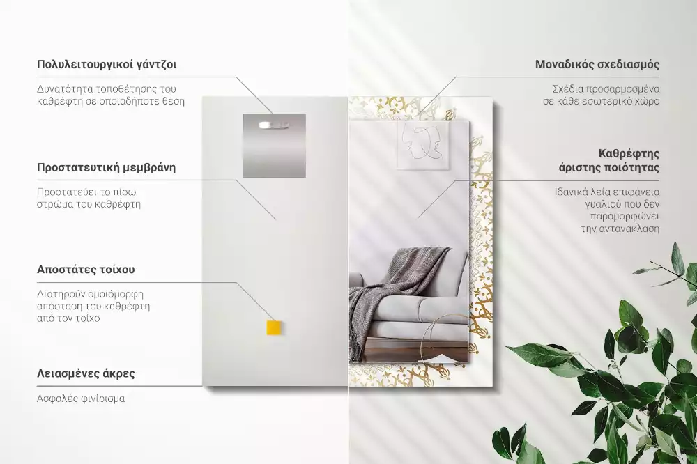 Obdélníkové dekorační zrcadlo na zeď motiv mandaly