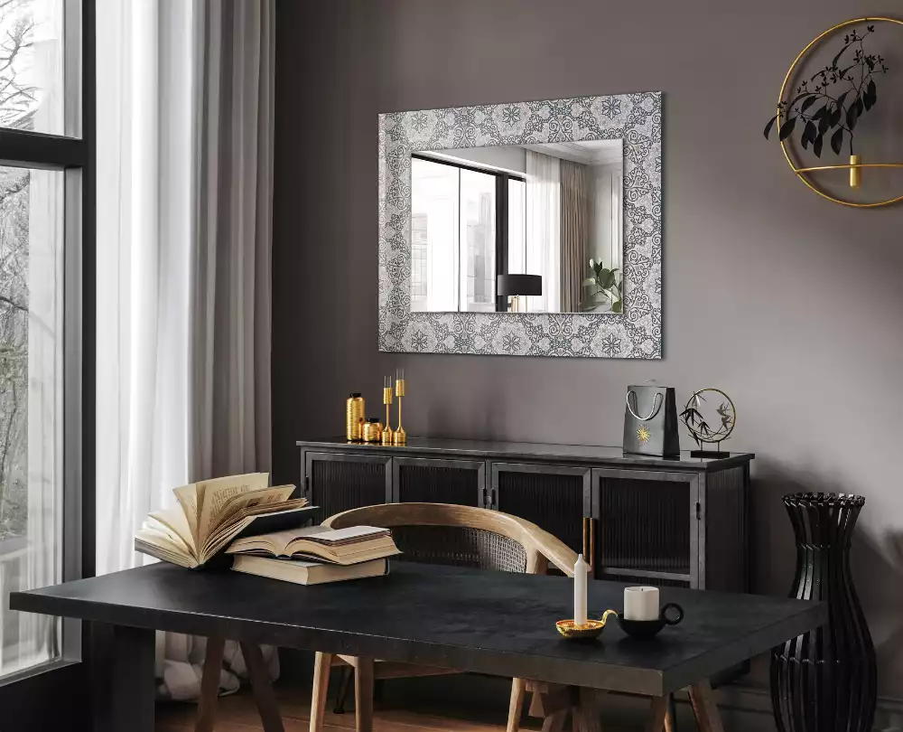 Obdélníkové dekorační zrcadlo na zeď vzor s ornamenty