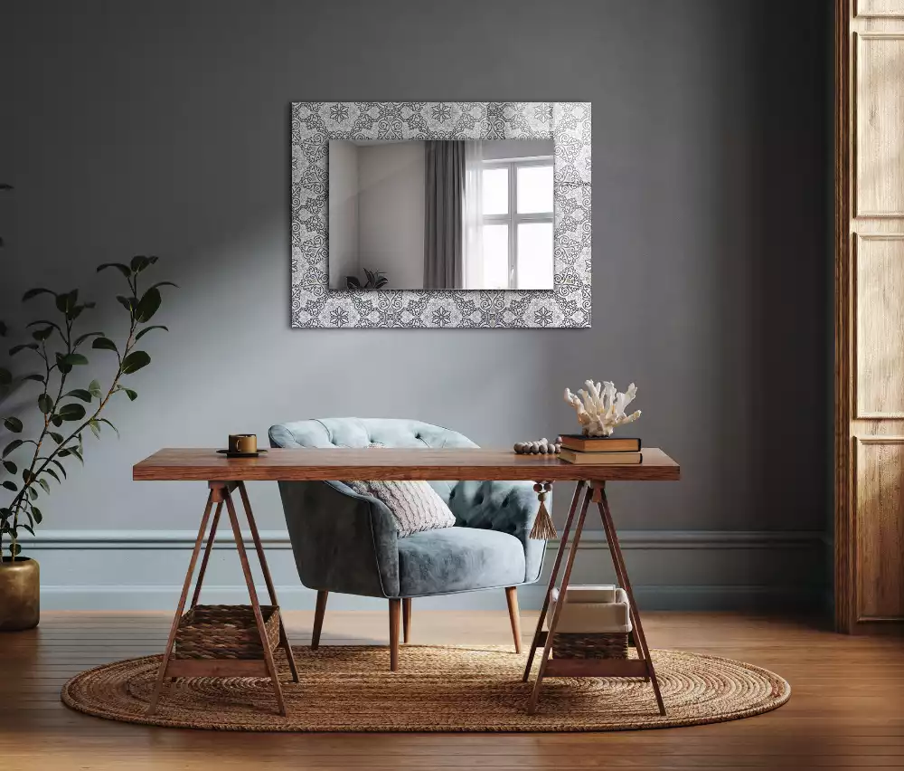 Obdélníkové dekorační zrcadlo na zeď vzor s ornamenty