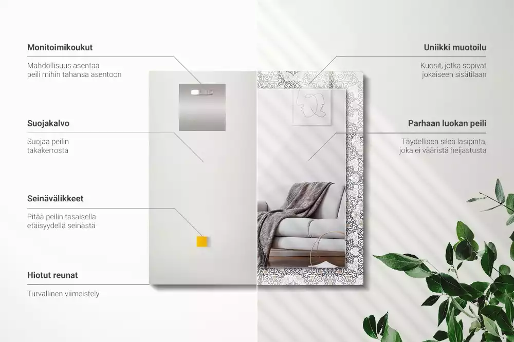 Obdélníkové dekorační zrcadlo na zeď vzor s ornamenty