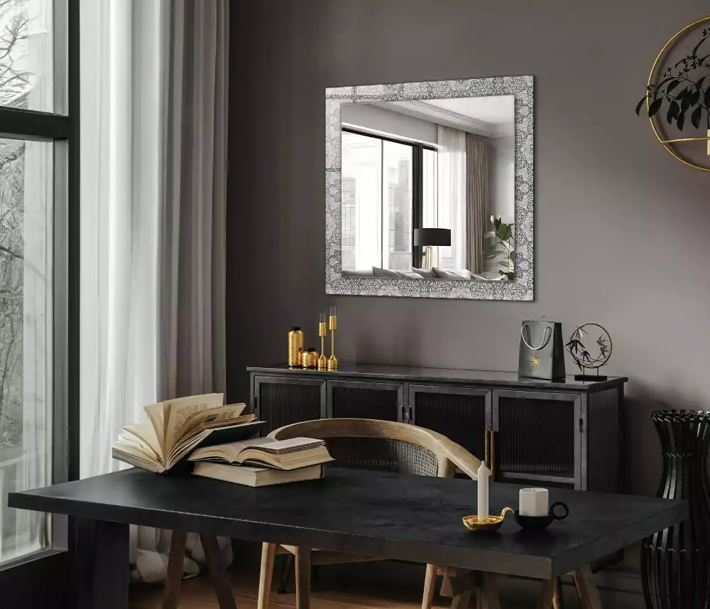 Obdélníkové dekorační zrcadlo na zeď vzor s ornamenty