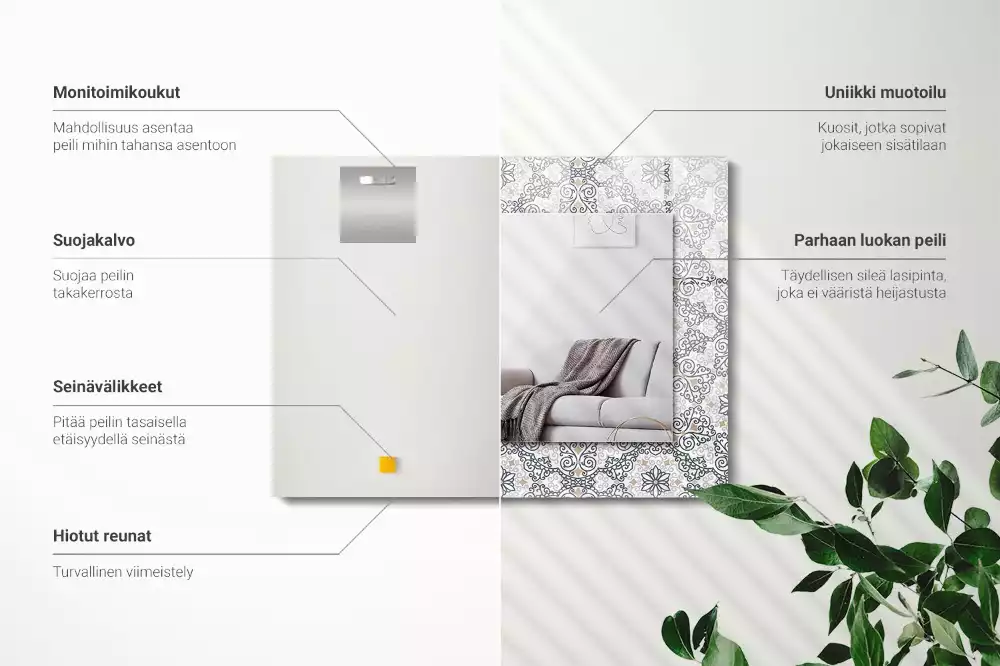Obdélníkové dekorační zrcadlo na zeď vzor s ornamenty
