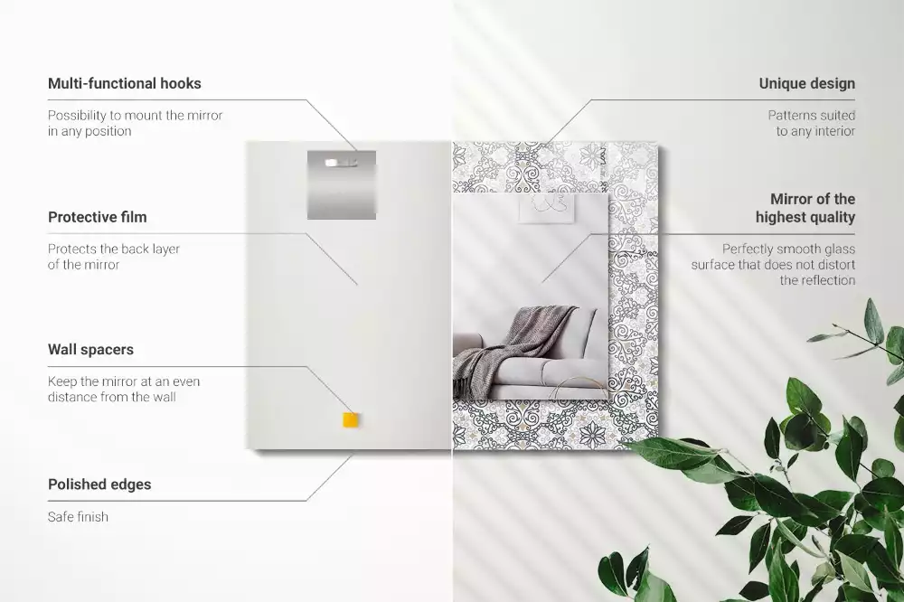 Obdélníkové dekorační zrcadlo na zeď vzor s ornamenty