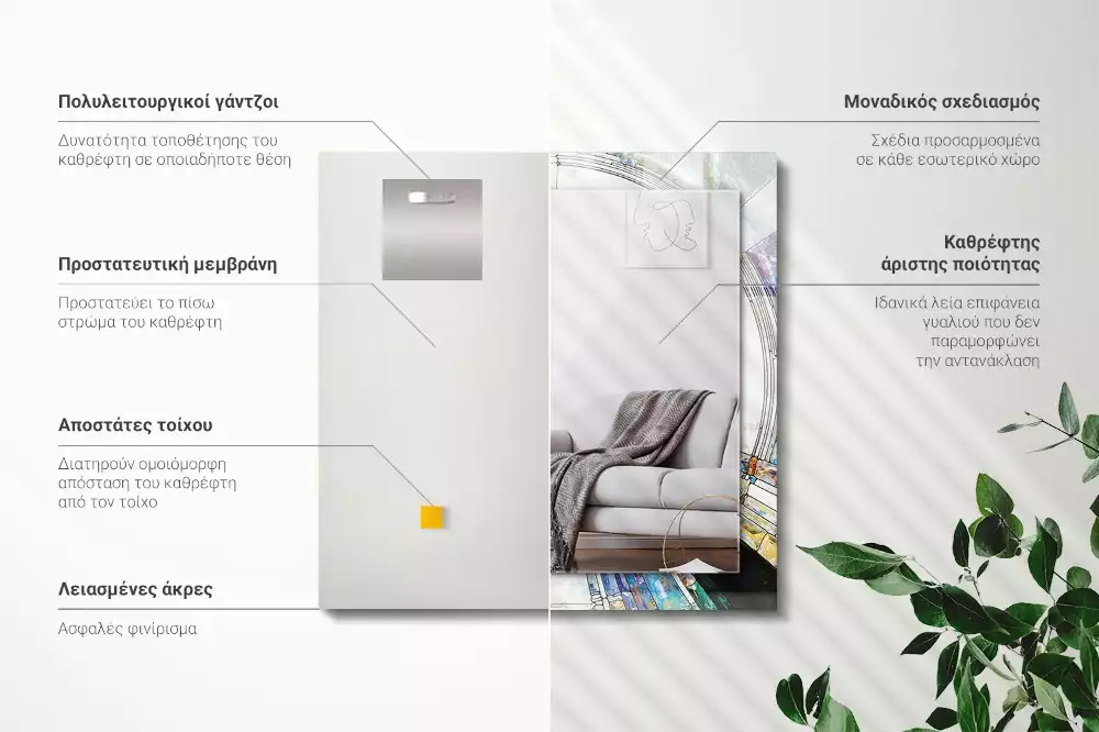 Obdélníkové dekorační zrcadlo na zeď abstraktní mozaika z kruhů