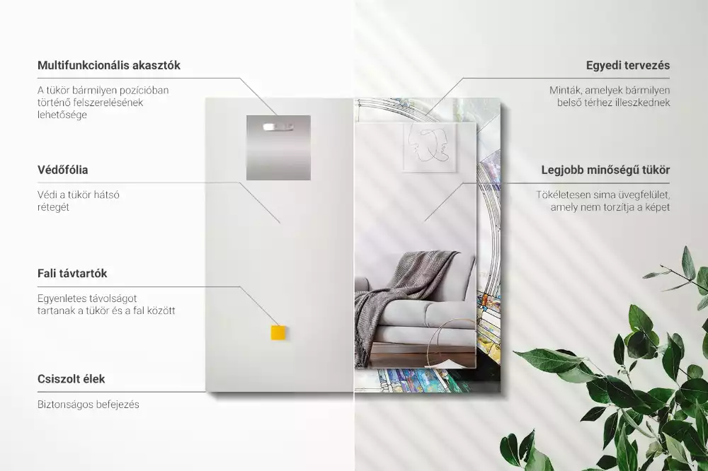 Obdélníkové dekorační zrcadlo na zeď abstraktní mozaika z kruhů