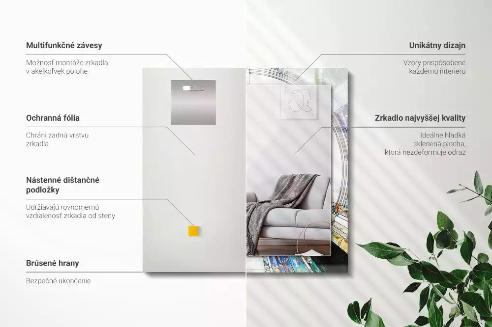 Obdélníkové dekorační zrcadlo na zeď abstraktní mozaika z kruhů