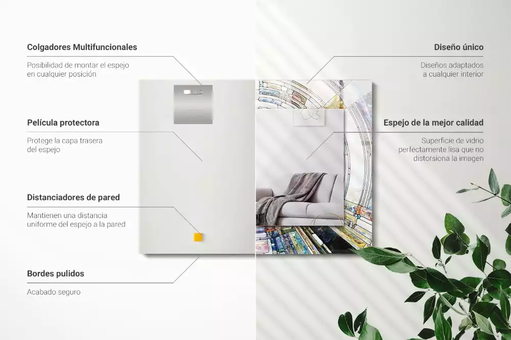 Obdélníkové dekorační zrcadlo na zeď abstraktní mozaika z kruhů