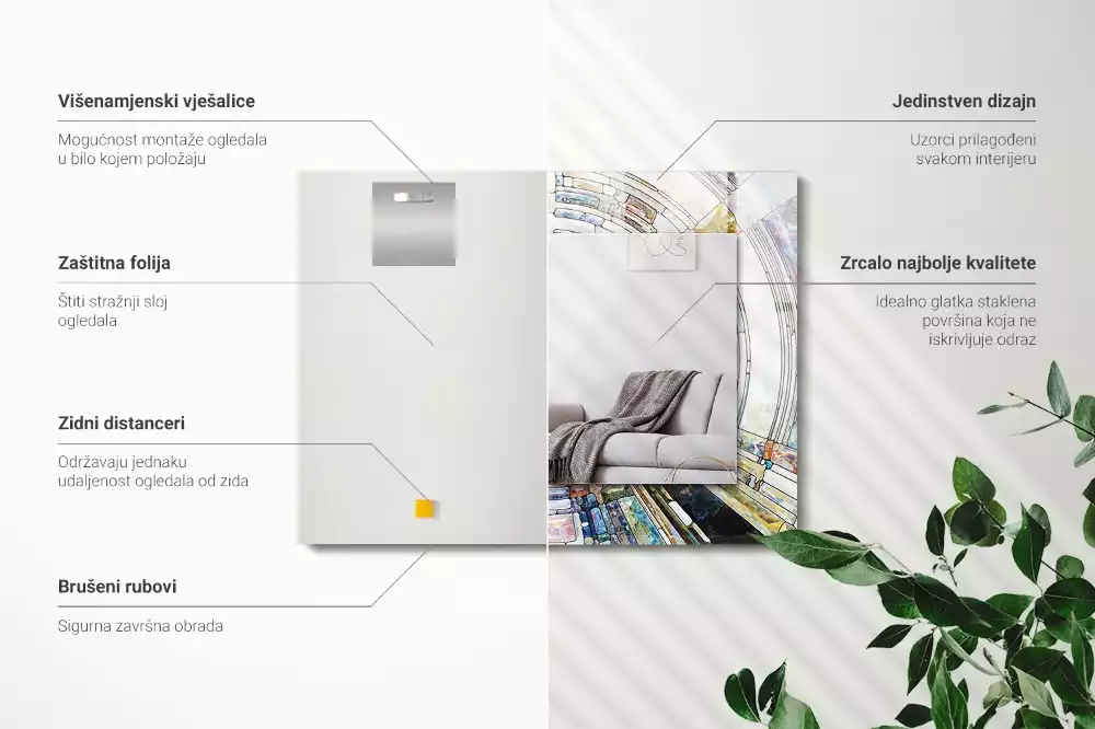 Obdélníkové dekorační zrcadlo na zeď abstraktní mozaika z kruhů