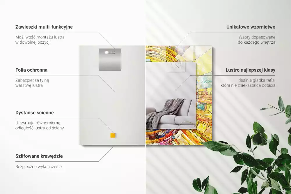 Obdélníkové dekorační zrcadlo na zeď barevná abstraktní mozaika