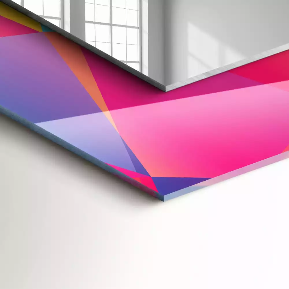 Obdélníkové zrcadlo s dekorem barevné geometrické vzory
