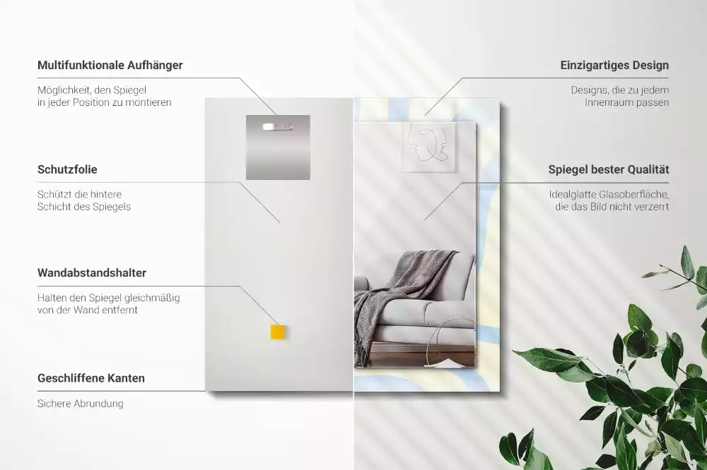 Obdélníkové dekorační zrcadlo na zeď abstraktní vlnité vzory