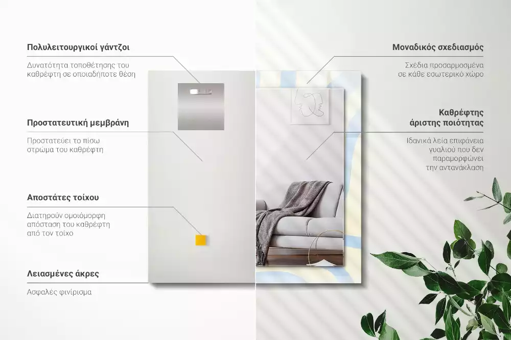 Obdélníkové dekorační zrcadlo na zeď abstraktní vlnité vzory