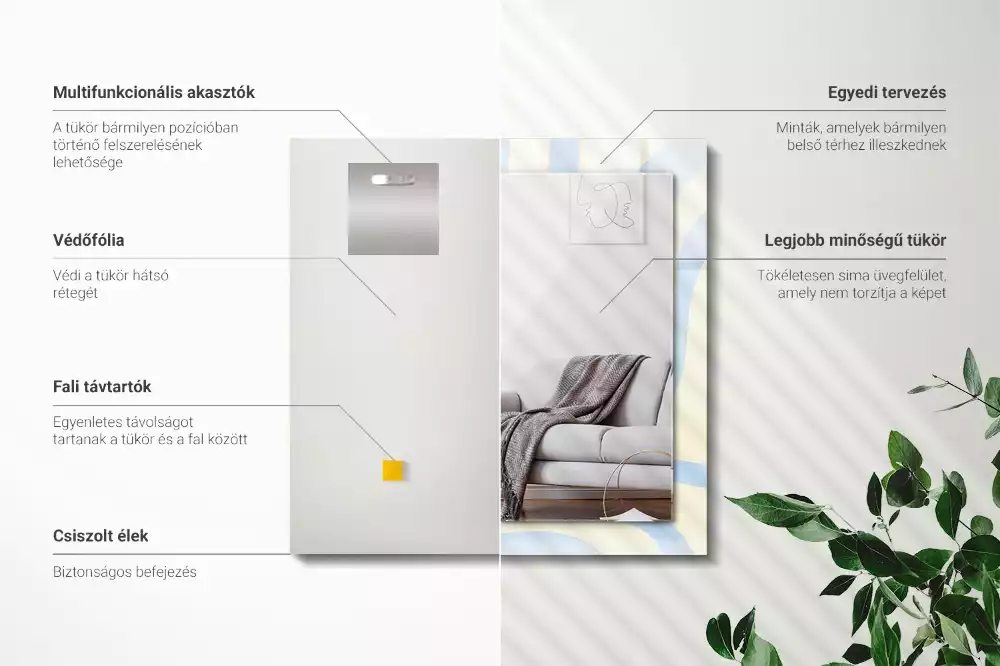 Obdélníkové dekorační zrcadlo na zeď abstraktní vlnité vzory