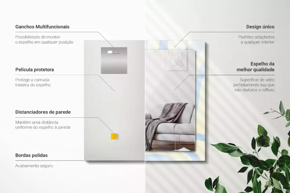 Obdélníkové dekorační zrcadlo na zeď abstraktní vlnité vzory