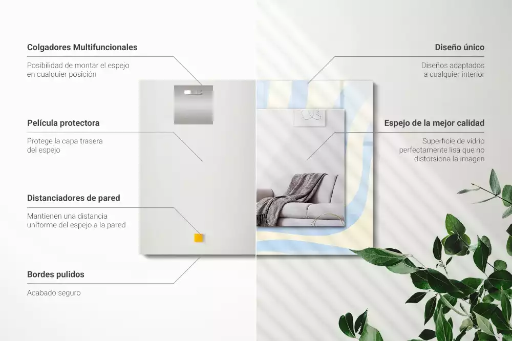 Obdélníkové dekorační zrcadlo na zeď abstraktní vlnité vzory