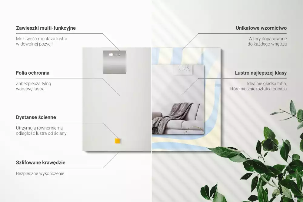 Obdélníkové dekorační zrcadlo na zeď abstraktní vlnité vzory