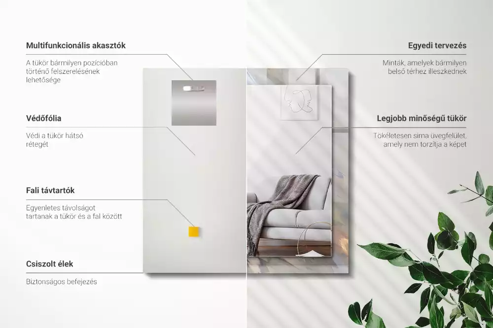 Obdélníkové zrcadlo rám s potiskem abstraktní barevné vzory
