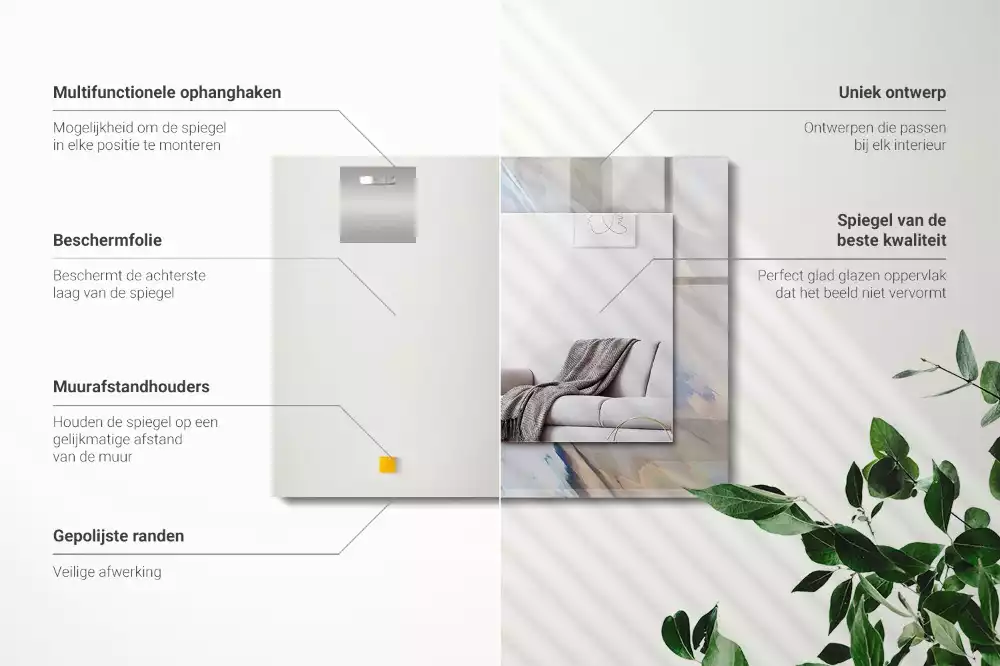 Obdélníkové zrcadlo rám s potiskem abstraktní barevné vzory