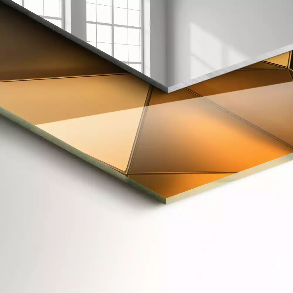 Obdélníkové dekorační zrcadlo na zeď zlaté geometrické vzory
