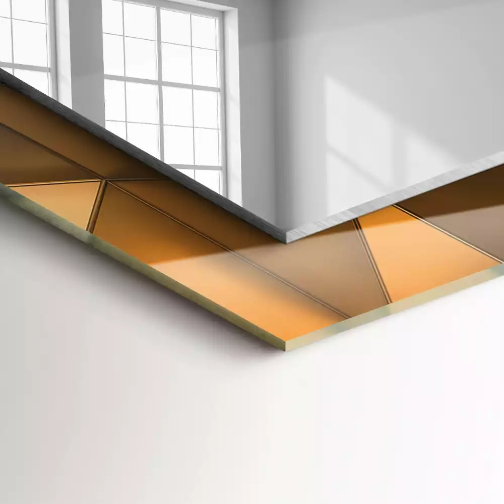 Obdélníkové dekorační zrcadlo na zeď zlaté geometrické vzory