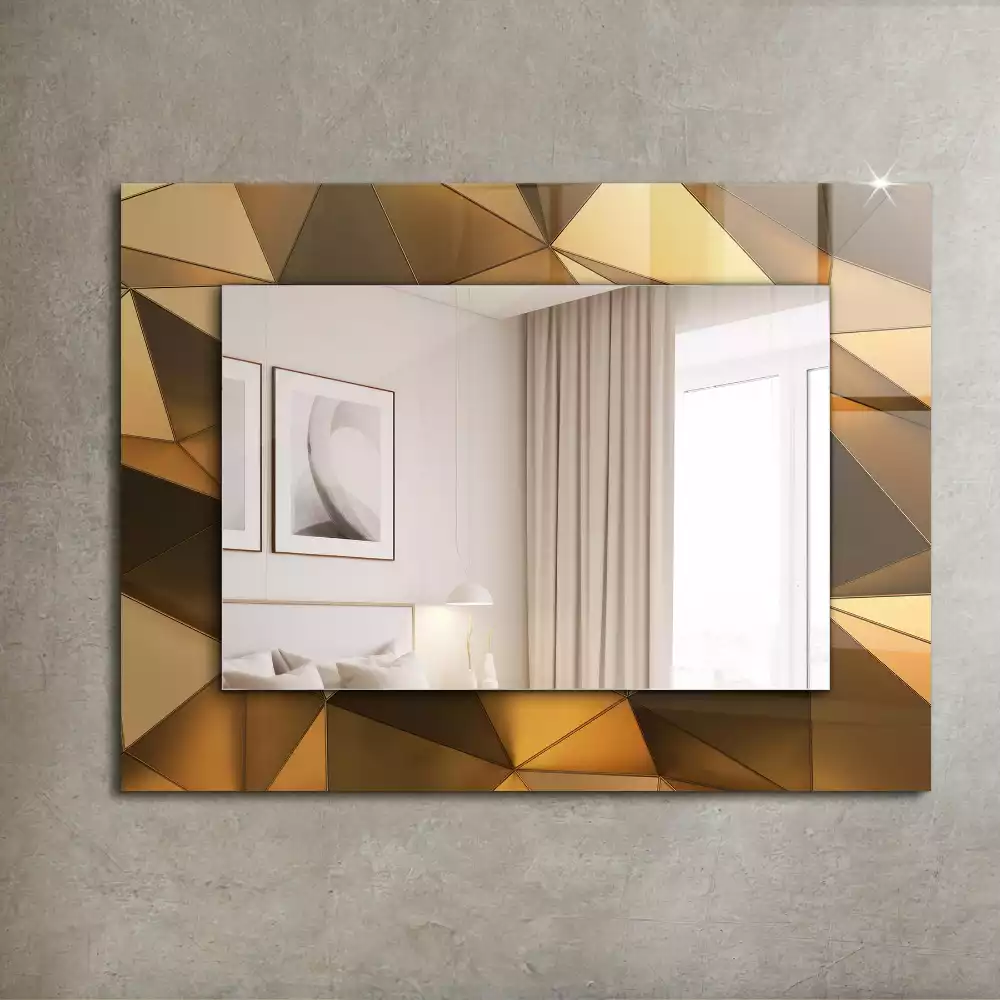 Obdélníkové dekorační zrcadlo na zeď zlaté geometrické vzory