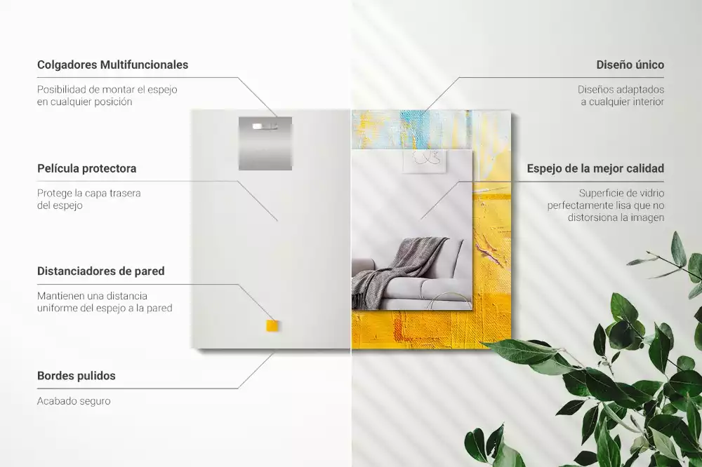 Obdélníkové zrcadlo s dekorem abstraktní olejomalba