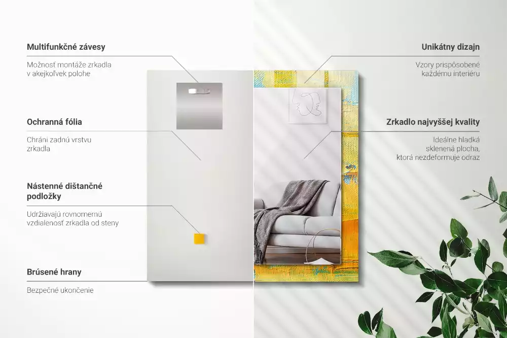 Obdélníkové dekorační zrcadlo na zeď abstraktní olejomalba