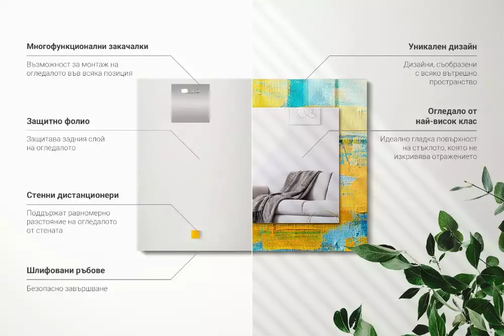 Obdélníkové dekorační zrcadlo na zeď abstraktní olejomalba