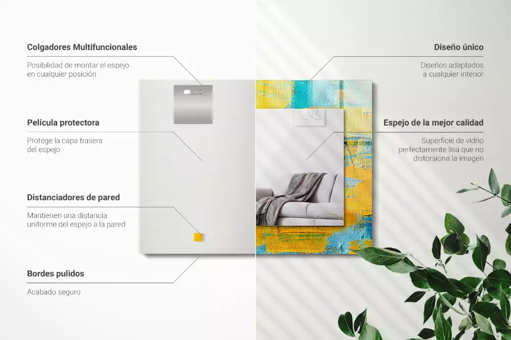 Obdélníkové dekorační zrcadlo na zeď abstraktní olejomalba