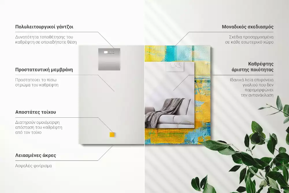 Obdélníkové dekorační zrcadlo na zeď abstraktní olejomalba