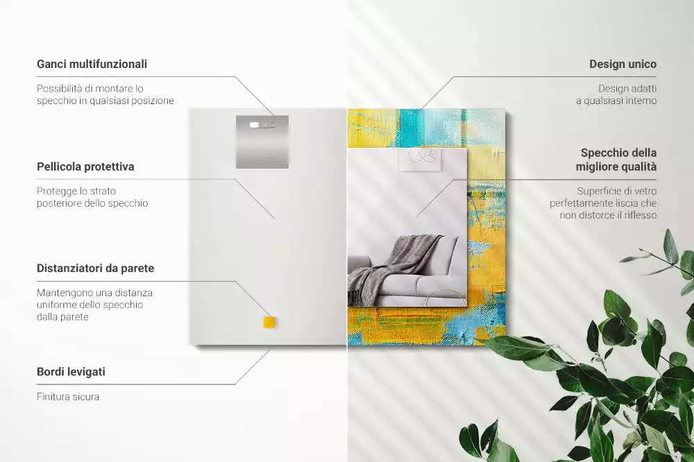 Obdélníkové dekorační zrcadlo na zeď abstraktní olejomalba