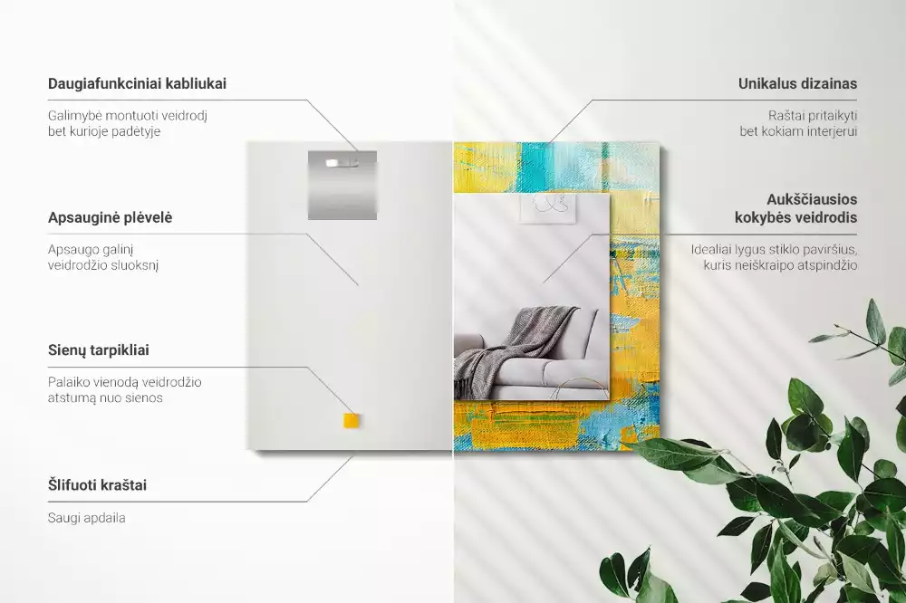 Obdélníkové dekorační zrcadlo na zeď abstraktní olejomalba