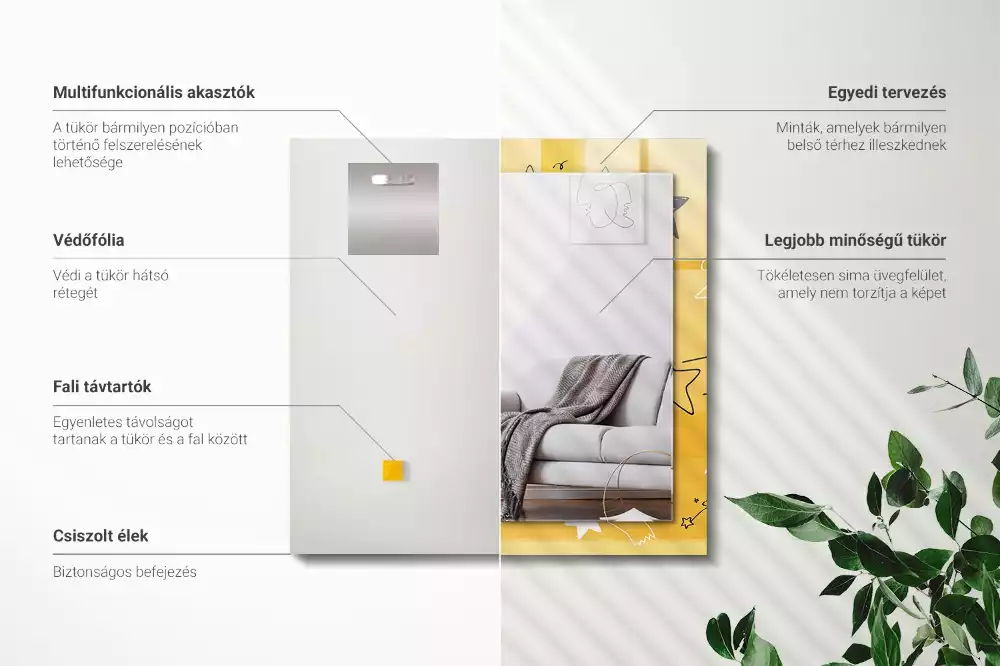 Obdélníkové zrcadlo rám s potiskem kresby různých hvězd