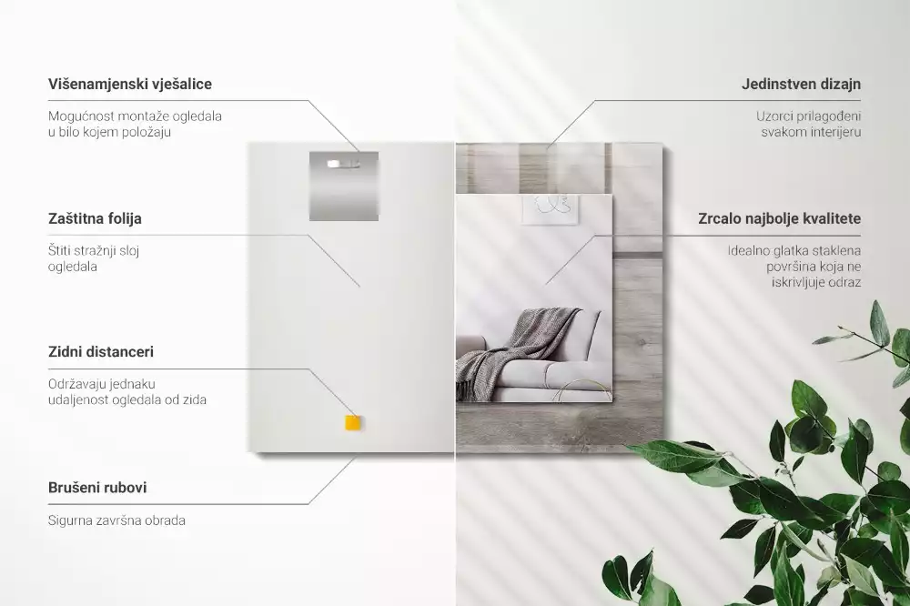 Obdélníkové zrcadlo s dekorem struktura dřevěného prkna