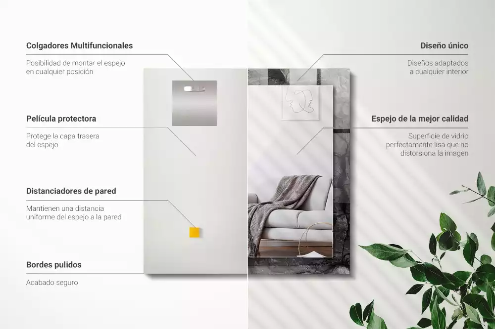 Obdélníkové dekorační zrcadlo na zeď praskliny v černé skále