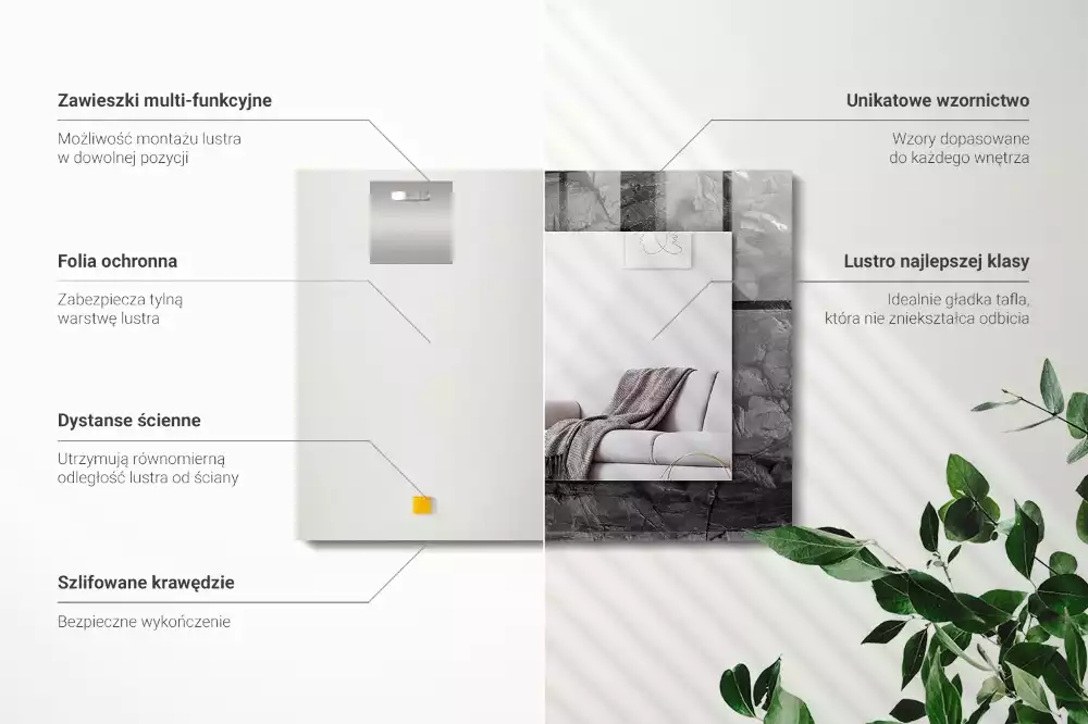 Obdélníkové dekorační zrcadlo na zeď praskliny v černé skále