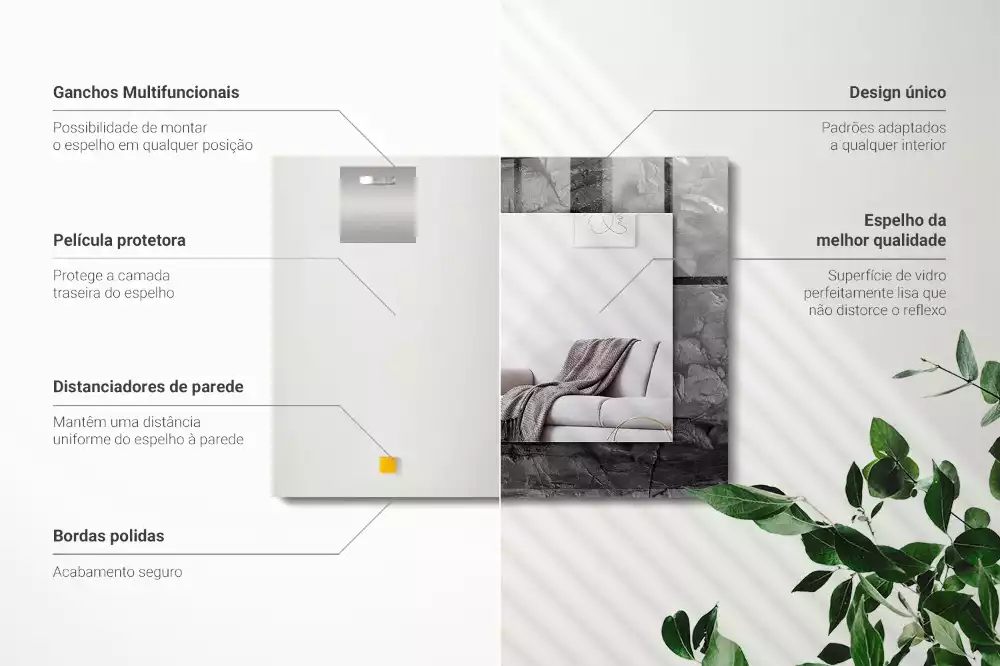 Obdélníkové dekorační zrcadlo na zeď praskliny v černé skále