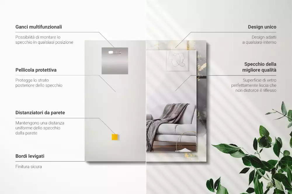 Obdélníkové dekorační zrcadlo na zeď moderní abstraktní umění