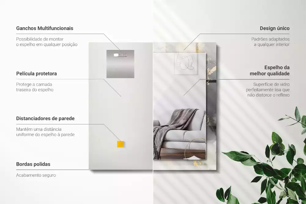 Obdélníkové dekorační zrcadlo na zeď moderní abstraktní umění