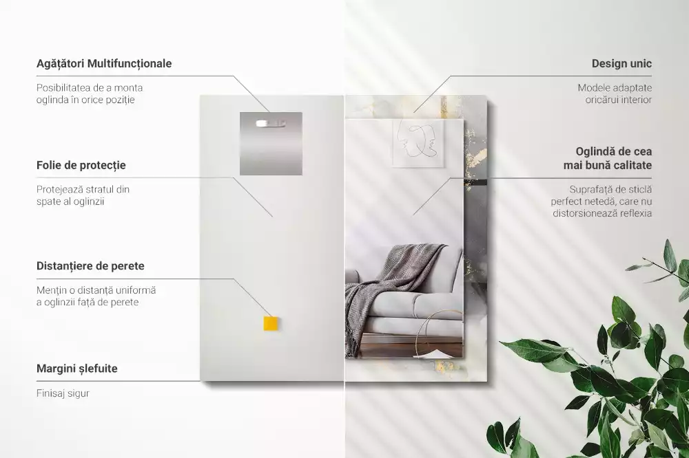 Obdélníkové dekorační zrcadlo na zeď moderní abstraktní umění