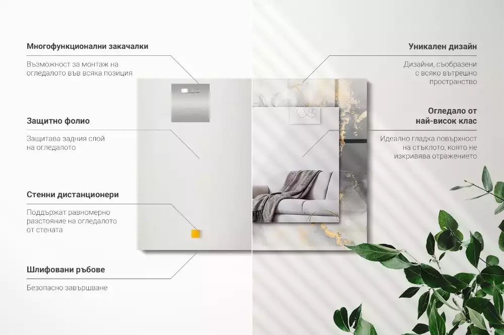 Obdélníkové dekorační zrcadlo na zeď moderní abstraktní umění