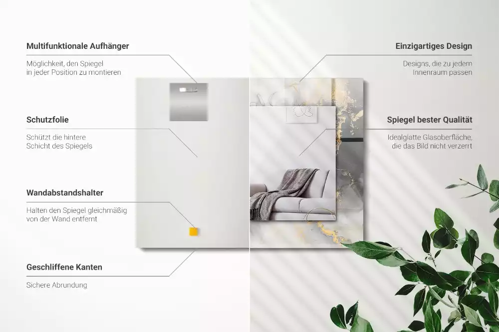 Obdélníkové dekorační zrcadlo na zeď moderní abstraktní umění