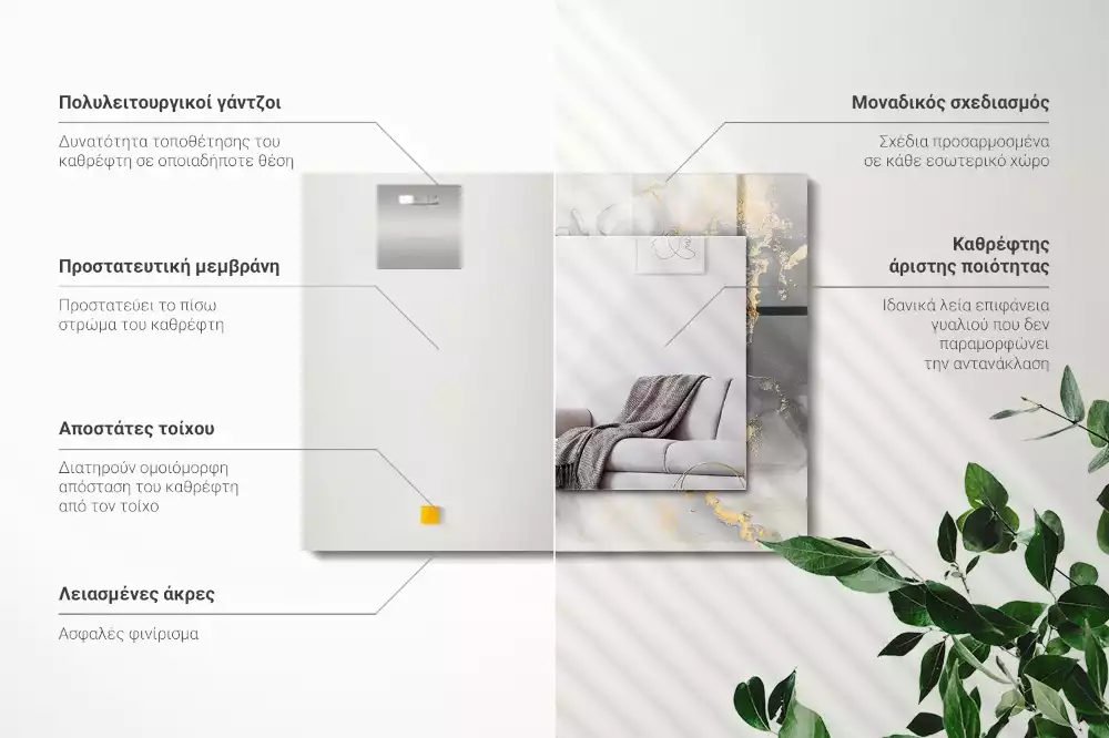 Obdélníkové dekorační zrcadlo na zeď moderní abstraktní umění