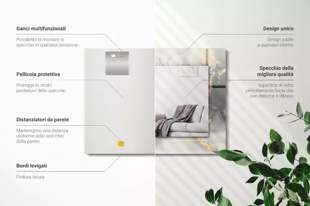 Obdélníkové dekorační zrcadlo na zeď moderní abstraktní umění