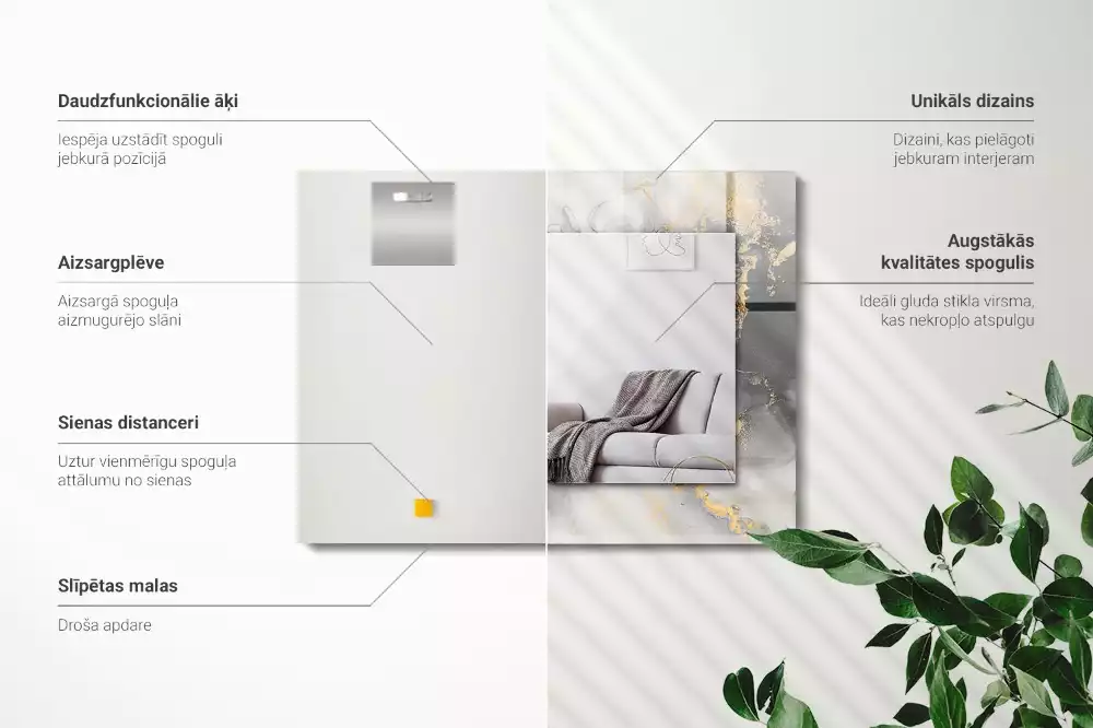 Obdélníkové dekorační zrcadlo na zeď moderní abstraktní umění