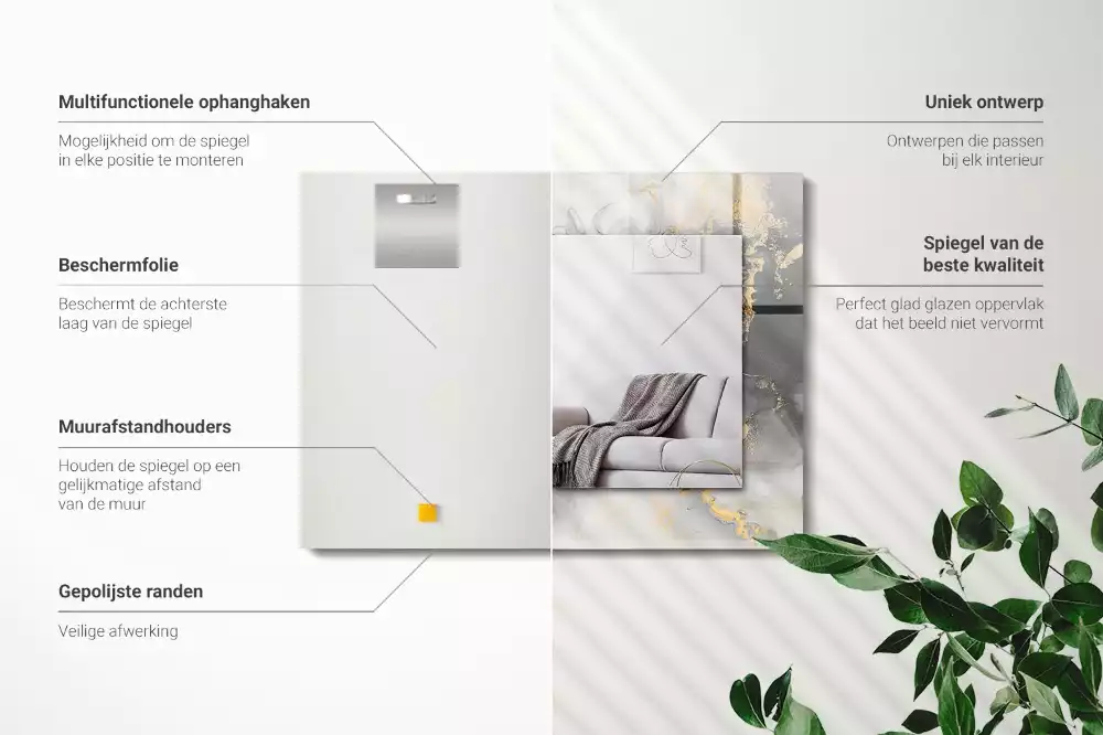 Obdélníkové dekorační zrcadlo na zeď moderní abstraktní umění